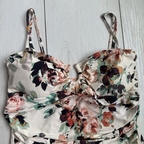 Anthropologie Mermaid Large Maillot One Piece Swimsuit Floral Ruched Keyhole - Picture 2 of 11